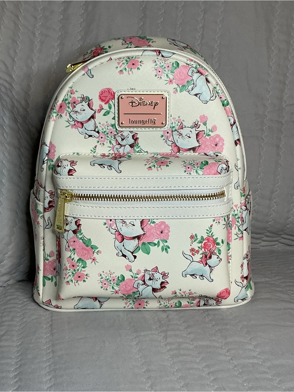 Loungefly White & Pink Marie Floral Mini Backpack